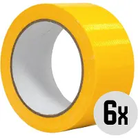 DULA Duct tape - Geel - 50 mm x 25m - 6 Rollen Ducktape - Reparatie tape