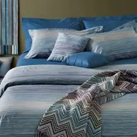Missoni Dekbedovertrek Jill Turquoise Multicolor Katoen-240 x 200 / 220 cm | Lits-Jumeaux