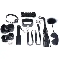 XR Brands Deluxe 10-Piece Bondage Set black