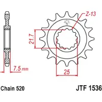 JT Sprockets Stalen geluidsvrij voorste tandwiel - 520
