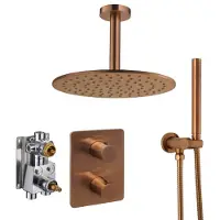 Ben Lavion 250 inbouw regendoucheset met plafondaansluiting Ø25cm geborsteld koper pvd