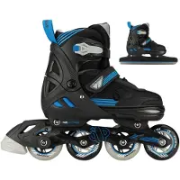 Nijdam Speed Combi Ice Skates Junior (verstelbaar) Zwart - Blauw - Grijs 37-40