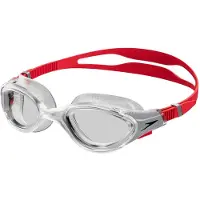 Speedo Biofuse 2.0 Zwembril - Ergonomische Duikbril Volwassenen - Anti condens & UV-bescherming - Professionele Zwembril met Drukknopsluiting - Superzachte Afdichting - Clear/Rood