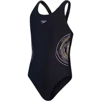 Speedo Placmement Muscleback Swimsuit Zwart 7-8 Years Meisje