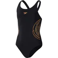 Speedo Placement Muscleback Swimsuit Zwart 9-10 Years Meisje
