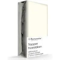 Romanette Topper Hoeslaken Ivoor (Katoen)-80 x 200 cm