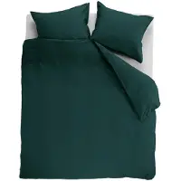 Ambiante Cotton Uni dekbedovertrek - Effen - Tweepersoons - 200x200/220 - Donker Groen