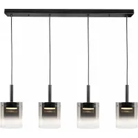 Highlight 5 Lichts Hanglamp Salerno Zwart Met Smoke Glas