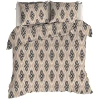 Romanette Dekbedovertrek Ottoman Beige / Antra Flanel-240 x 200 / 220 cm | Lits-Jumeaux