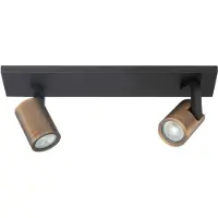 Highlight Opbouwspot Halo Spot Zwart Met Koper Brons 2 Lichts Recht