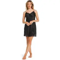 Pastunette Nachthemd Premium - Black Satin - Zwart - Satijn - Kant - Maat XL
