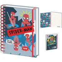 Pyramid Notitieboek Spider-Man Sketch - A5 Gelinieerd Ringband - Getekende Spider-Man Diverse Poses- Grijs & Blauw & Rood met Elastiek