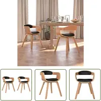 The Living Store : Eetkamerstoelen, 2 stuks, zwart, beukenhout en kunstleer