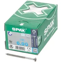 Spax Spaanplaatschroef platverzonken kop RVS pozidriv 6.0x90mm (per 100 stuks)