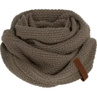 Knit Factory Coco Gebreide Colsjaal - Ronde Sjaal - Nekwarmer - Wollen Sjaal - Bruine Colsjaal - Dames sjaal - Heren sjaal - Unisex - Cappuccino - One Size