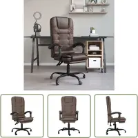 The Living Store De Living Store bureaustoel met massagefunctie, bruin, kunstleer