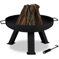 Relaxdays vuurschaal 60 cm - met pook - buiten - vuurkorf staal - rond - zwart