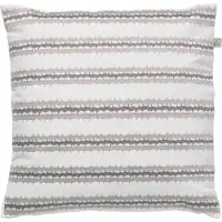 Dutch decor - MICA - Kussenhoes 45x45 cm geborduurd dessin - ivoor - wit - grijs - taupe - streepjes