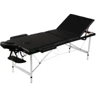 vidaXL Massagetafel met aluminium frame, opvouwbaar, 3 zones, zwart