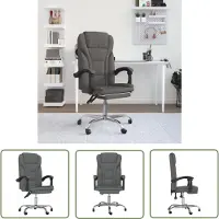 The Living Store De Living Store bureaustoel met ligfunctie, donkergrijs, met stoffen bekleding