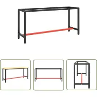 The Living Store Metalen Werkbankframe - Werkbankframe - Werkbankframe 170x50x79 cm metaal matzwart en matrood - Werkbank Onderstel - Metaal Frame - DIY