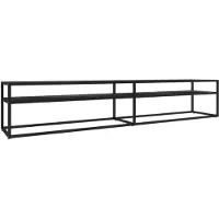 vidaXL Tv-meubel 220x40x40,5 cm gehard glas zwartmarmerkleurig