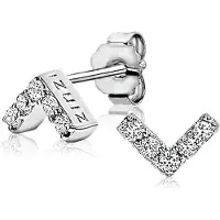 Zinzi zilveren oorknoppen V-vorm wit 7mm ZIO1380Z