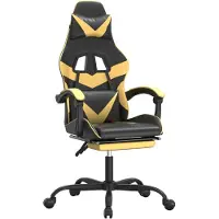vidaXL Gamestoel draaibaar met voetensteun kunstleer zwart & goud