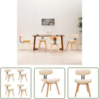 The Living Store : Eetkamerstoelen, 4 stuks, crème kleur, beuken en kunstleer