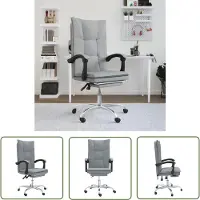 The Living Store De Living Store bureaustoel met ligfunctie, lichtgrijs, met stoffen bekleding