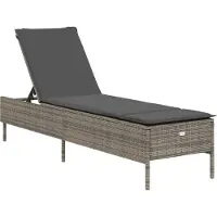 vidaXL Ligbed met kussen poly rattan grijs