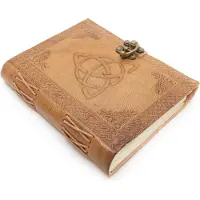 Spiru Handgemaakt Leren Notieboekje met Eindeloze Knoop (17,5 x 13 cm)
