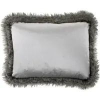 Mars & More Sierkussen - Fluweel/bont * - Zilver - 35 Cm X 45 Cm
