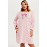 Italian Fashion Hoja dames nachthemd met lange mouwen- roze XXL