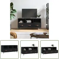 The Living Store Tv Kast - Televisiesecretaris - Tv-meubel 102x36x50 cm bewerkt hout zwart - Houten Tv Stand - Zwarte Tv Tafel - Salontafel
