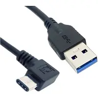 Dolphix USB-C haaks (links/rechts) naar USB-A kabel - USB3.0 - tot 0,9A / zwart - 1 meter