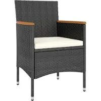 vidaXL 5-delige Tuinset poly rattan en massief acaciahout zwart