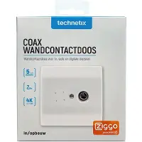 Technetix Coax wandcontactdoos (Ziggo gecertificeerd, Inbouw/Opbouw)