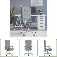 The Living Store De Living Store bureaustoel met massagefunctie, lichtgrijs, met stoffen bekleding