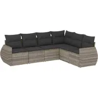 vidaXL 6-delige tuinmeubelset met kussens, lichtgrijs, polyrotan