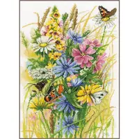 Lanarte Borduurpakket - Borduurset - Borduurpakket volwassenen - Telpakket kit - 30 x 43cm - Wilde bloemen en vlinders - Marjolein Bastin - PN-0199708