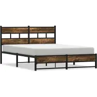 vidaXL Bedframe zonder matras metaal gerookt eikenkleurig 140x200 cm