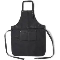 Senza Leren Schort - Afritsbaar - BBQ accessoires - Unisex - Zwart