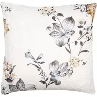 Clayre & Eef Kussenhoes 50x50 cm Wit Grijs Polyester Bloemen