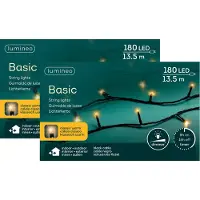 Lumineo Kerstverlichting - 2x - 180 leds - klassiek warm wit -1350 cm - black cable - timer en dimmer
