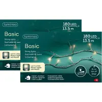 Lumineo Kerstverlichting - 2x - 180 leds -warm wit -1350 cm - transparant snoer - timer en dimmer