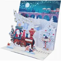 Pictura Pop-up Kerstkaart 3D-kerstkaart - Santa Express - blanco - Met envelop - 16x16