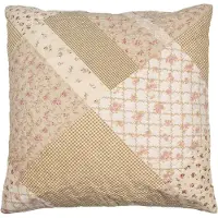 Clayre & Eef Kussenhoes 50x50 cm Groen Beige Polyester Bloemen