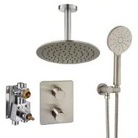 Ben Lavion 250 inbouw regendoucheset met 4 straalsoorten en plafondaansluiting Ø25cm RVS-look