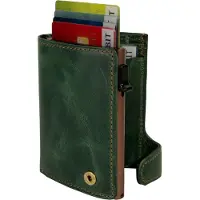 Tony Perotti Furbo Arno Pullup leren Pasjeshouder RFID met papier- en kleingeldvak - Groen/bruin